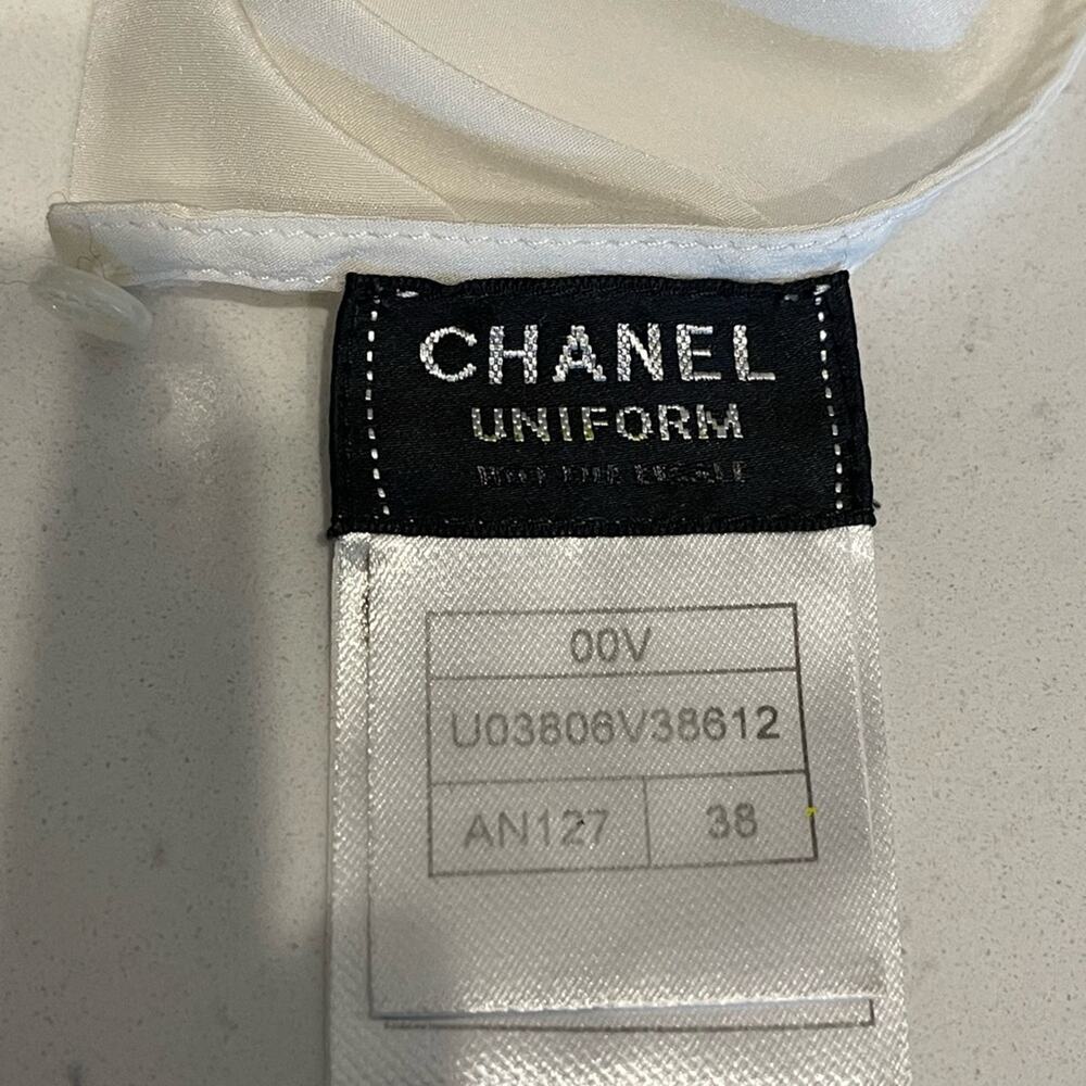 Chanel Uniform Womens Cream Sleeveless Blouse Top Size :38 - Picture 8 of 9